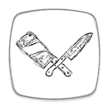 Knife and cleaver drawing - Square fridge magnet - white - Front