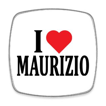 t-shirt I love Maurizio t-shirt gift idea - Square fridge magnet - white - Front