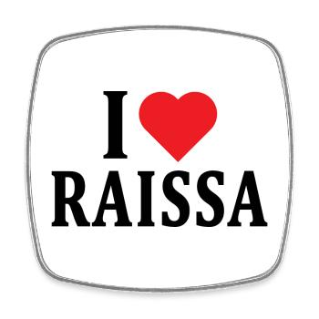 I love Raissa T-Shirt T-Shirt Geschenkidee - Viereckiger Kühlschrankmagnet - Weiß - Vorne
