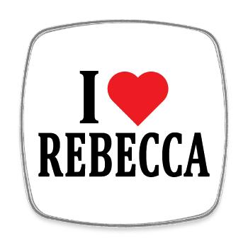 t-shirt I love Rebecca t-shirt gift idea - Square fridge magnet - white - Front