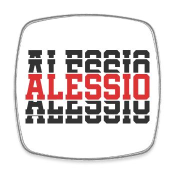Alessio T-Shirt T-Shirt gestapelter Text Geschenkidee - Viereckiger Kühlschrankmagnet - Weiß - Vorne