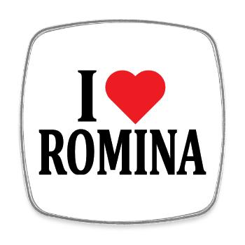 Ich liebe T-Shirt Romina T-Shirt Geschenkidee - Viereckiger Kühlschrankmagnet - Weiß - Vorne
