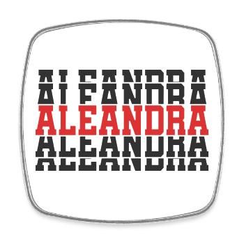t-shirt Aleandra t-shirt gift stacked text - Square fridge magnet - white - Front