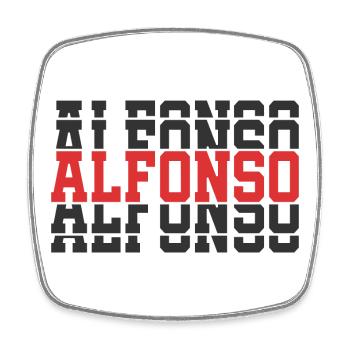 Alfonso t-shirt t-shirt gift idea stacked text - Square fridge magnet - white - Front