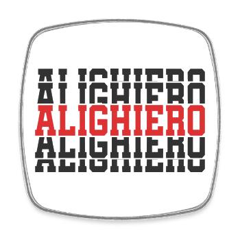 Alighiero t-shirt stacked text gift t-shirt - Square fridge magnet - white - Front