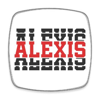 Alexis t-shirt t-shirt gift idea stacked text - Square fridge magnet - white - Front