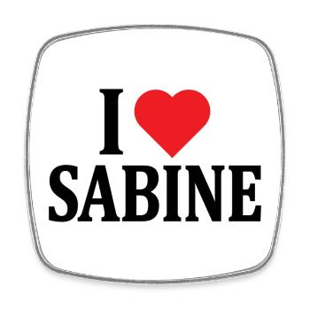 T-Shirt I love Sabine T-Shirt Geschenkidee - Viereckiger Kühlschrankmagnet - Weiß - Vorne