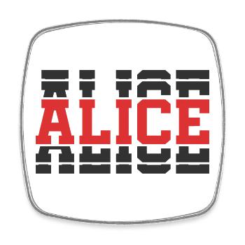 t-shirt Alice t-shirt gift idea stacked text - Square fridge magnet - white - Front