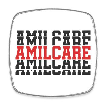 t-shirt Amilcare t-shirt gift stacked text - Square fridge magnet - white - Front