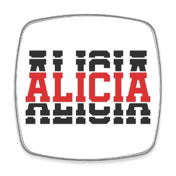 t-shirt Alicia t-shirt gift idea stacked text - Square fridge magnet - white - Front