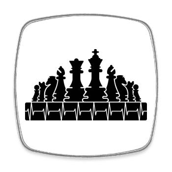 Herzschlag Schachbrett Schachfiguren Symbol icon - Viereckiger Kühlschrankmagnet - Weiß - Vorne
