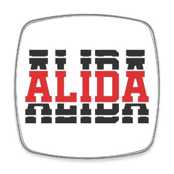 Alida t-shirt t-shirt gift idea stacked text - Square fridge magnet - white - Front