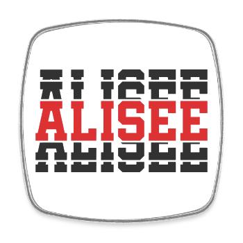 Alisee t-shirt t-shirt gift idea stacked text - Square fridge magnet - white - Front