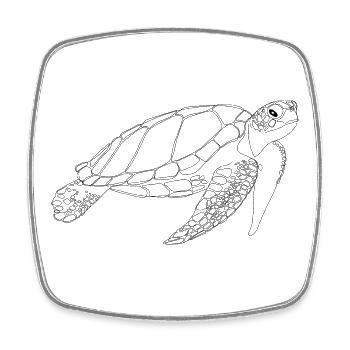 Tortue marine - Magnet carré - blanc - Devant