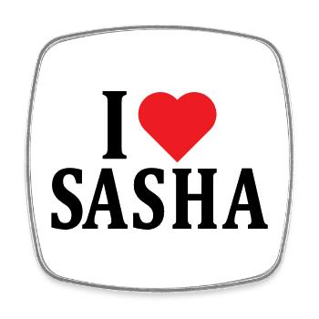 T-Shirt Ich liebe Sasha T-Shirt Geschenkidee - Viereckiger Kühlschrankmagnet - Weiß - Vorne