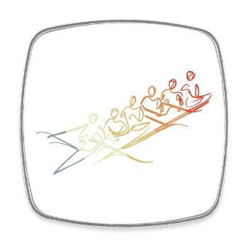 Rowing Team Drawing - Square fridge magnet - white - Front