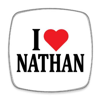 T-Shirt I love Nathan T-Shirt Geschenkidee - Viereckiger Kühlschrankmagnet - Weiß - Vorne