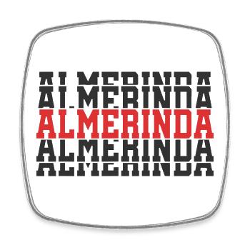 Almerinda t-shirt gift t-shirt stacked text - Square fridge magnet - white - Front