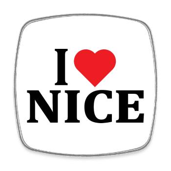 t-shirt I love Nice t-shirt gift idea - Square fridge magnet - white - Front