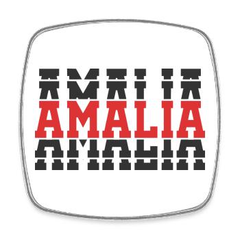 Amalia t-shirt t-shirt gift idea stacked text - Square fridge magnet - white - Front