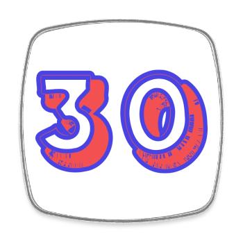 30. 30 YEARS. 30th ANNIVERSARY. 30TH ANNIVERSARY. - Square fridge magnet - white - Front