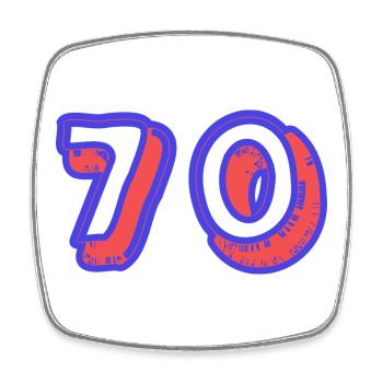 70. 70 ANS. 70e ANNIVERSAIRE. ANNIVERSAIRE 70 ANS. - Magnet carré - blanc - Devant