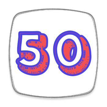 50. 50 ANS. 50e ANNIVERSAIRE. ANNIVERSAIRE 50 ANS. - Magnet carré - blanc - Devant