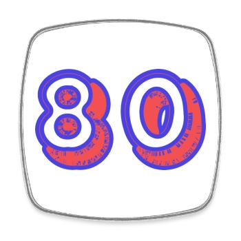 80. 80 YEARS. 80th ANNIVERSARY. 80TH BIRTHDAY. - Square fridge magnet - white - Front