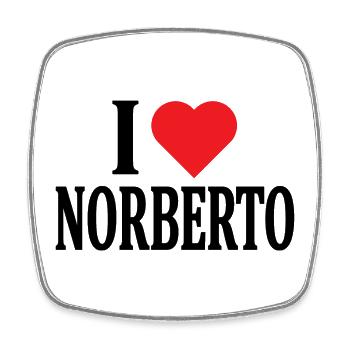 T-Shirt I love Norberto T-Shirt Geschenkidee - Viereckiger Kühlschrankmagnet - Weiß - Vorne
