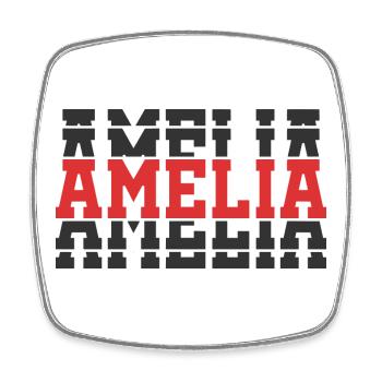 t-shirt Amelia t-shirt gift idea stacked text - Square fridge magnet - white - Front