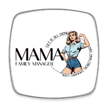 Mama Family Manager – Mom Power Design - Viereckiger Kühlschrankmagnet - Weiß - Vorne