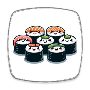 Sushi Squad: Die rollenden Freuden - Viereckiger Kühlschrankmagnet - Weiß - Vorne