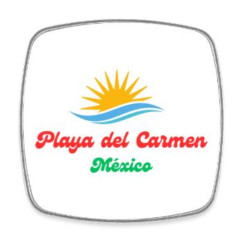 Playa del Carmen, Mexique, Sun Water Design - Magnet carré - blanc - Devant