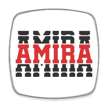 T-Shirt Amira T-Shirt Geschenkidee Gestapelter Text - Viereckiger Kühlschrankmagnet - Weiß - Vorne