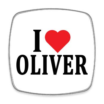 t-shirt I love Oliver idée cadeau t-shirt - Magnet carré - blanc - Devant