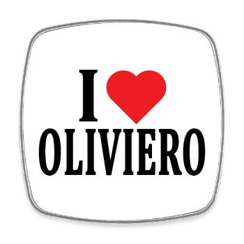 T-Shirt I love Oliviero T-Shirt Geschenkidee - Viereckiger Kühlschrankmagnet - Weiß - Vorne