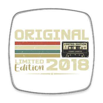 Retro 2018 Birthday Gift Born in 2018 Original - Square fridge magnet - white - Front
