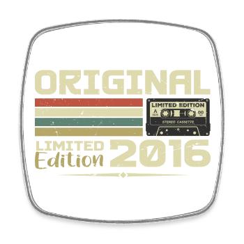 Retro 2016 Birthday Gift Born in 2016 Original - Square fridge magnet - white - Front
