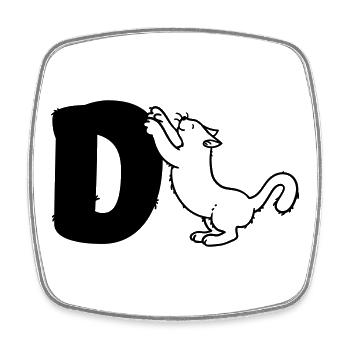 Cat Letter D - Square fridge magnet - white - Front