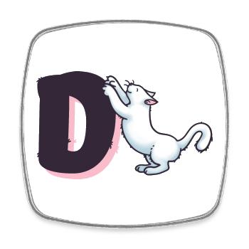 Cat Letter D - Square fridge magnet - white - Front