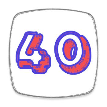 40. 40 ANS. 40e ANNIVERSAIRE. ANNIVERSAIRE 40 ANS. - Magnet carré - blanc - Devant