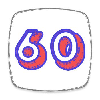 60. 60 JAHRE. 60. JAHRESTAG. 60. GEBURTSTAG. - Viereckiger Kühlschrankmagnet - Weiß - Vorne