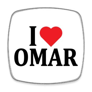 t-shirt I love Omar idée cadeau t-shirt - Magnet carré - blanc - Devant