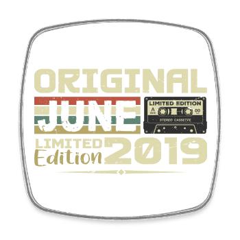 June 2019 Vintage Born In June 2019 Birthday - Square fridge magnet - white - Front