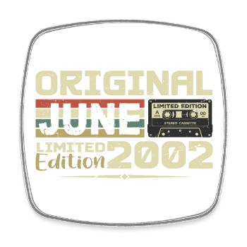 June 2002 Vintage Born In June 2002 Birthday - Square fridge magnet - white - Front