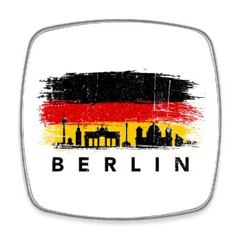 Berlin Skyline on Painted Flag - Square fridge magnet - white - Front