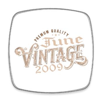 June 2009 Vintage 15th Anniversary Gift 2009 - Square fridge magnet - white - Front
