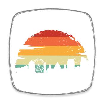 Sonnenuntergang Skyline Silhouette - Viereckiger Kühlschrankmagnet - Weiß - Vorne