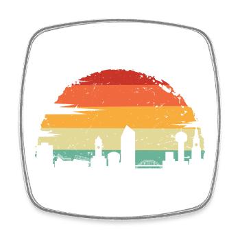 Sunset City Regenbogen-Silhouette - Viereckiger Kühlschrankmagnet - Weiß - Vorne