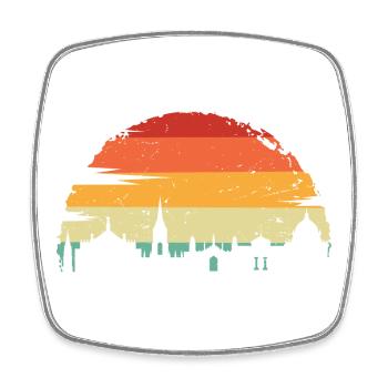 Sunset Skyline Silhouette - Square fridge magnet - white - Front